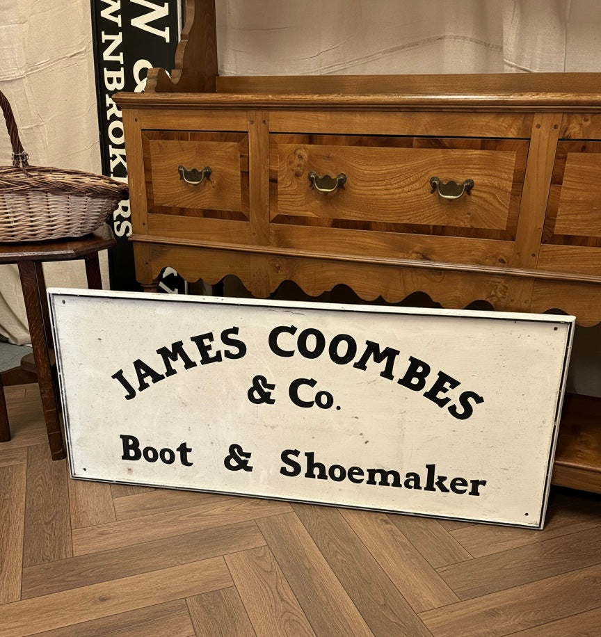 Vintage Coombs Salvaged Wooden Shop Front Advertising Sign writers