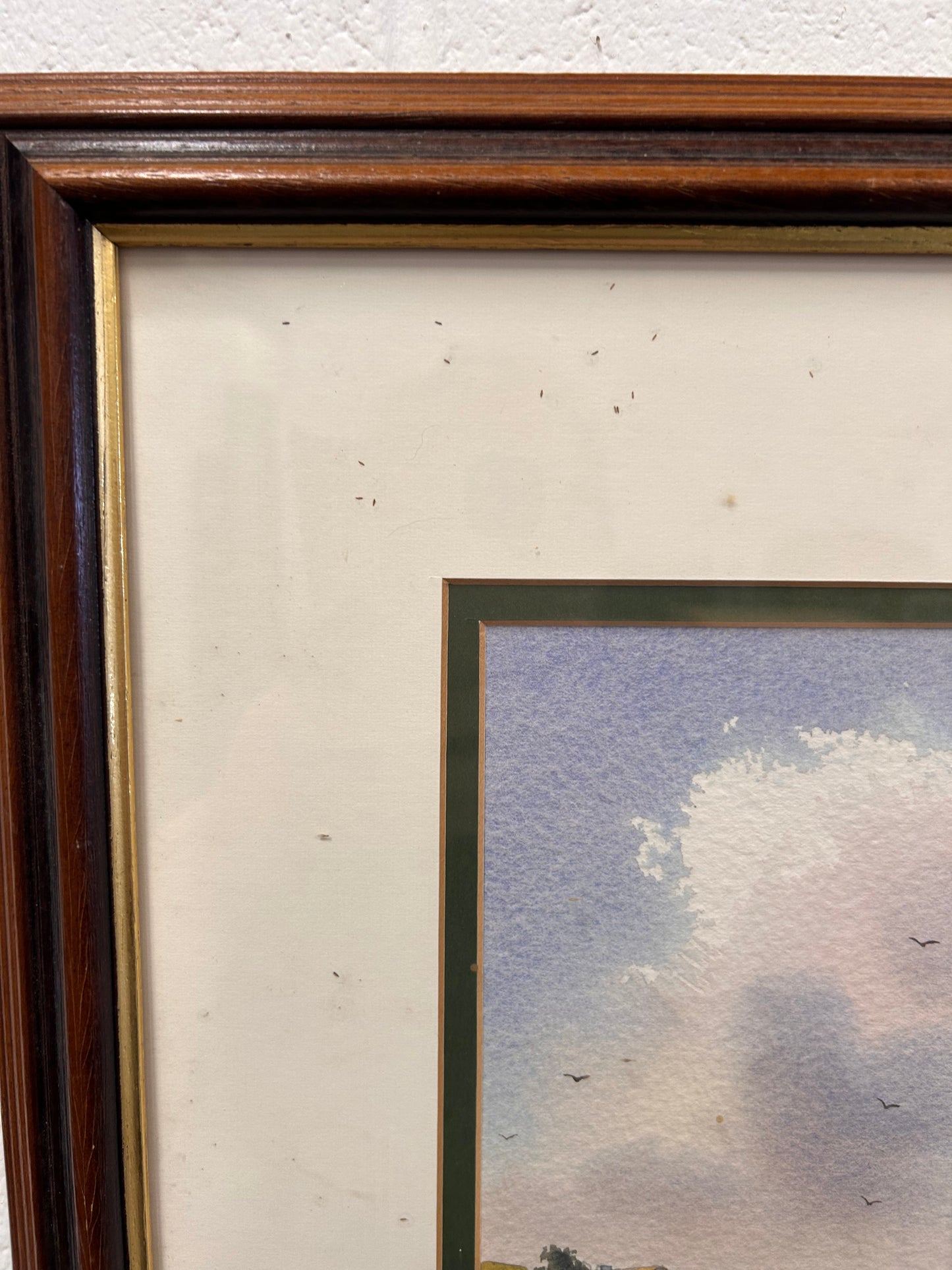 Delightful vintage watercolour painting framed and signed country scene