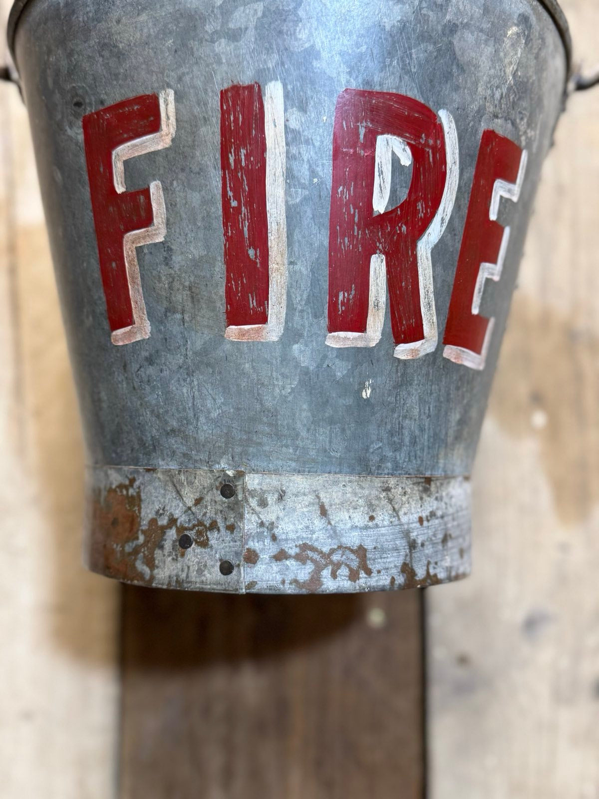 Vintage Galvanised Fire Bucket Log Basket / Plant Pot / Planter Pail Kindling