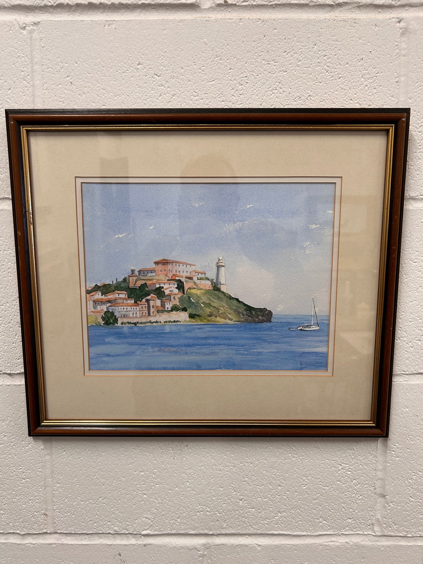 Lovely Vintage framed and signed coastal painting by Margaret Rhymes
