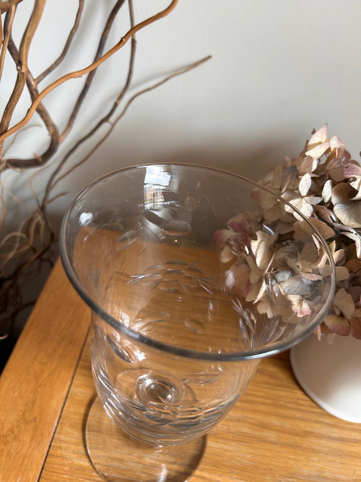 Beautiful Antique Victorian Glass etched celery vase ideal for flowers or candle