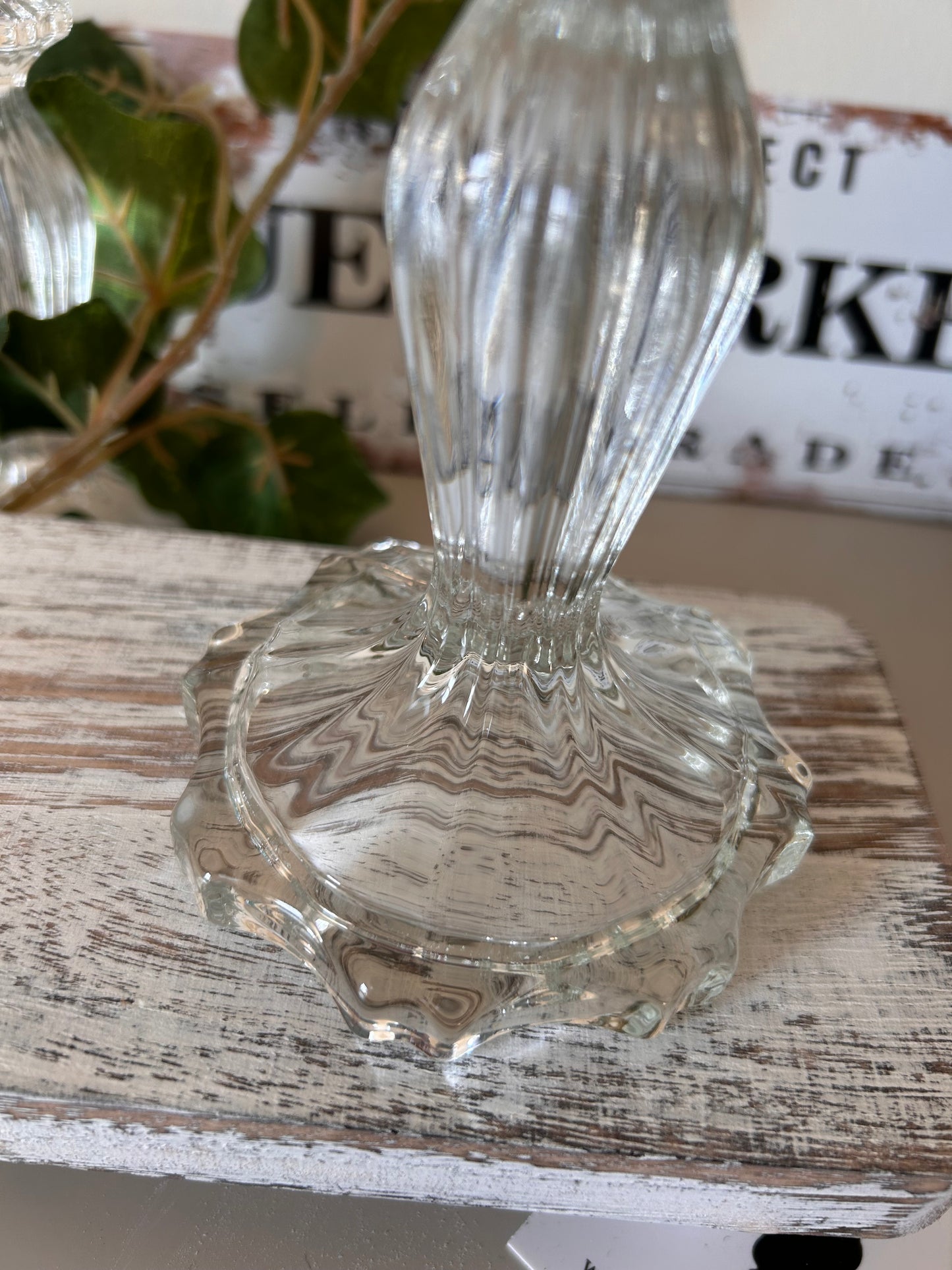 Clear Pressed Glass Vintage Style Candle stick holder