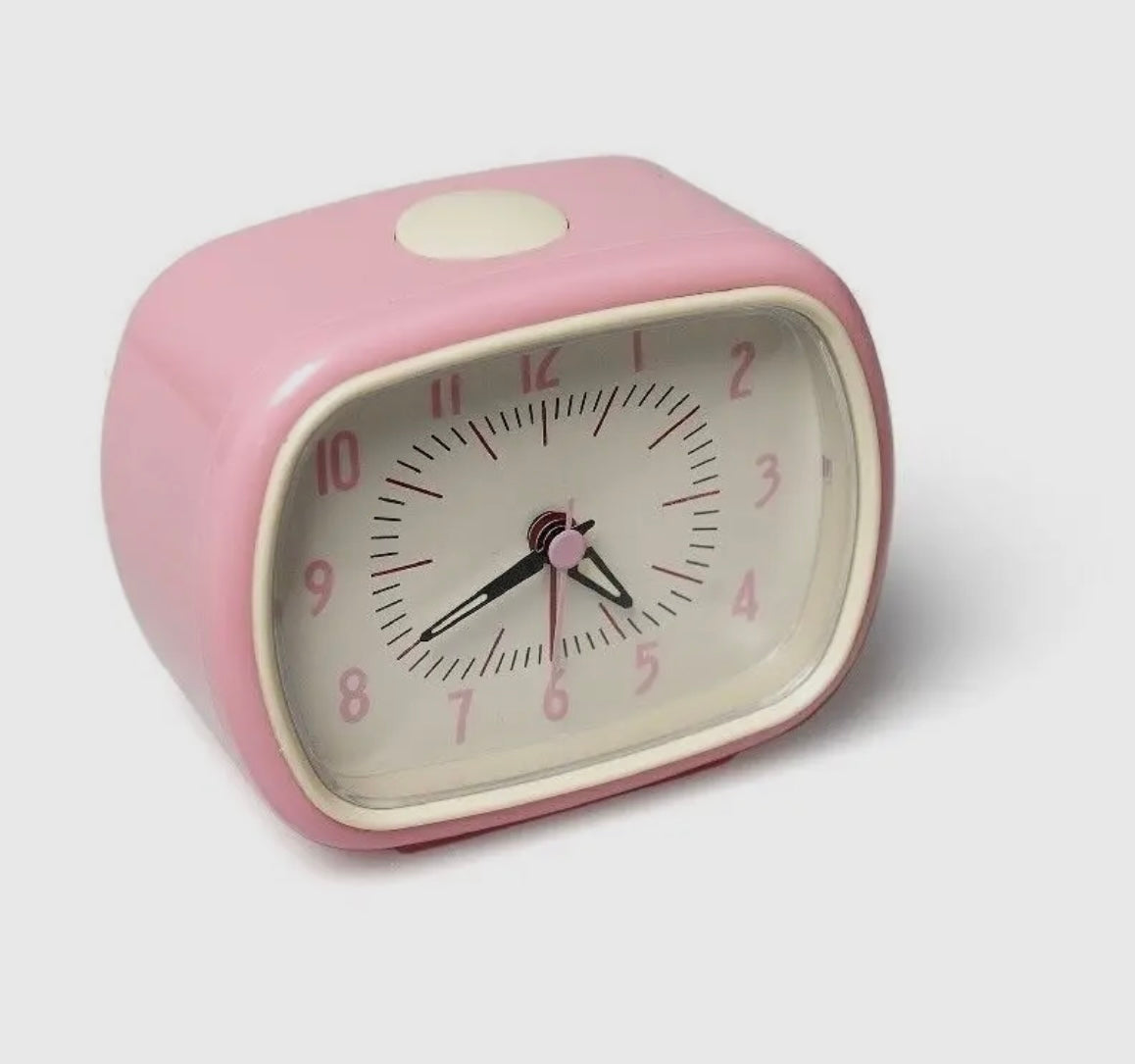 PINK Retro style freestanding mantle or bedside clock with alarm boxed great gift