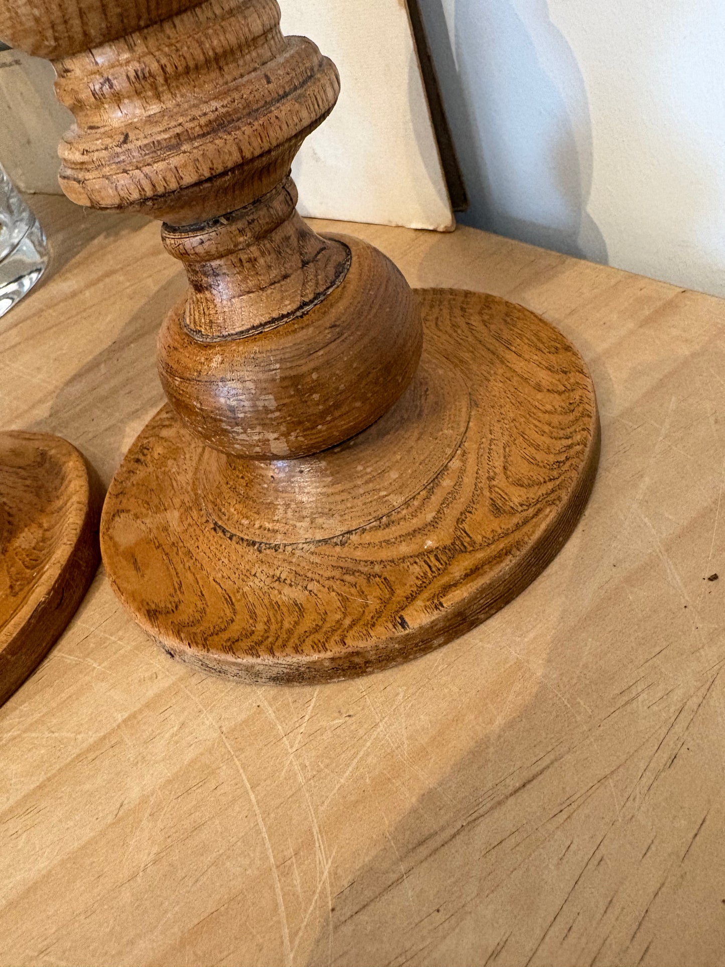 Pair of Vintage Wood Turned candlestick holders