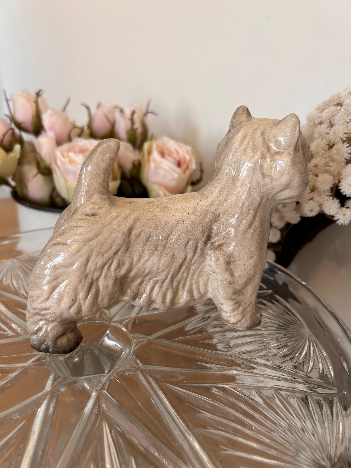 Cute vintage pottery Cairn terrier dog figure