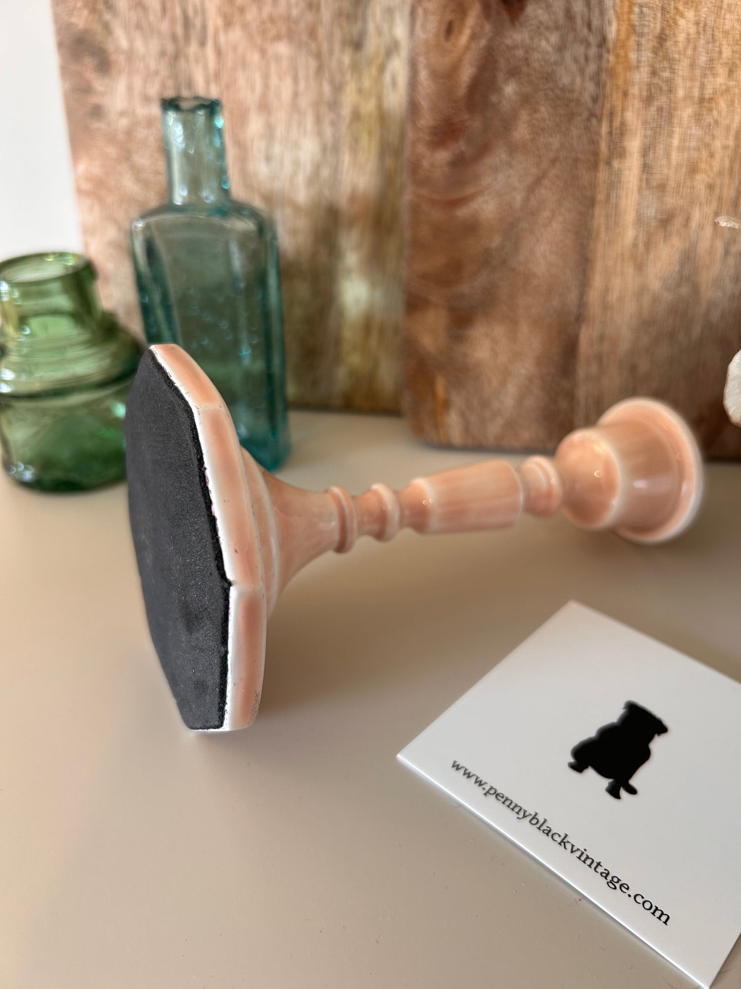 Vintage Style Pink Enamel Candle stick holder