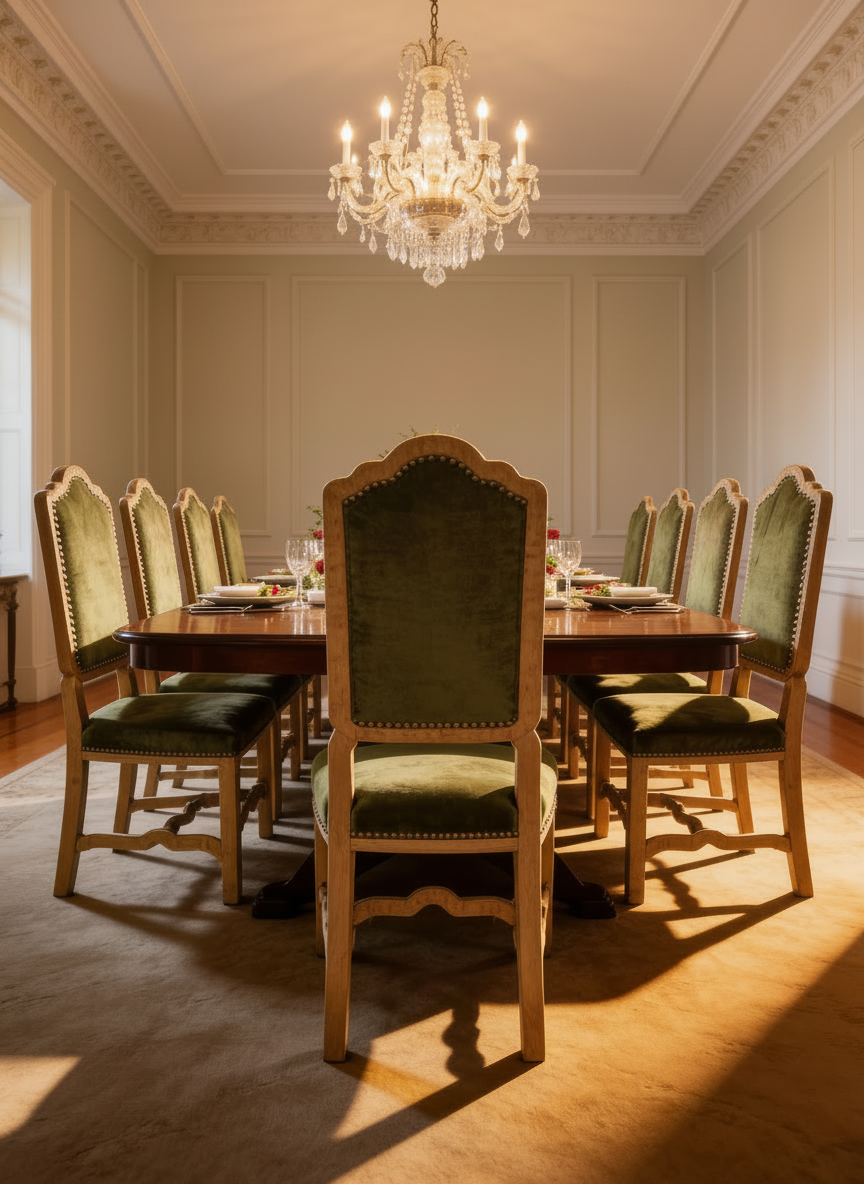 Set of Eight 20th century upholstered dining chairs