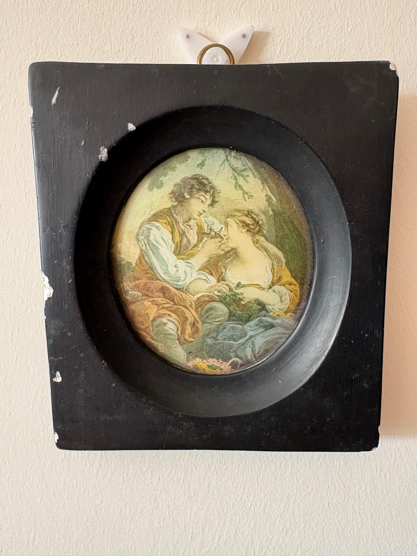 Lovely hand painted framed antique porcelain Minature