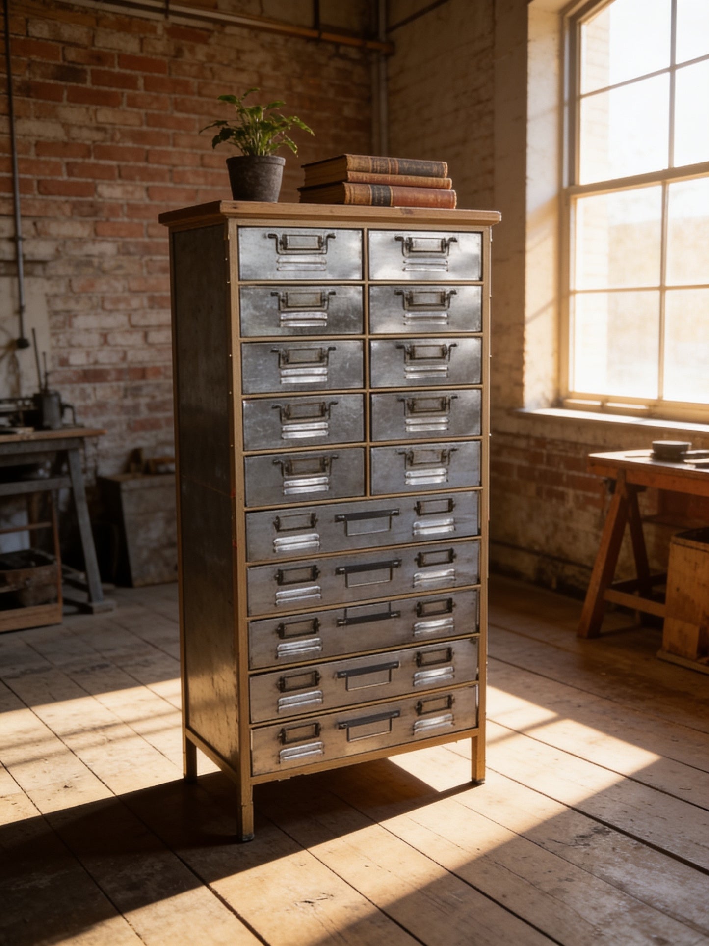 Mixed drawer wood and metal Storage Cabinet - office crafts collectors UK delivery m