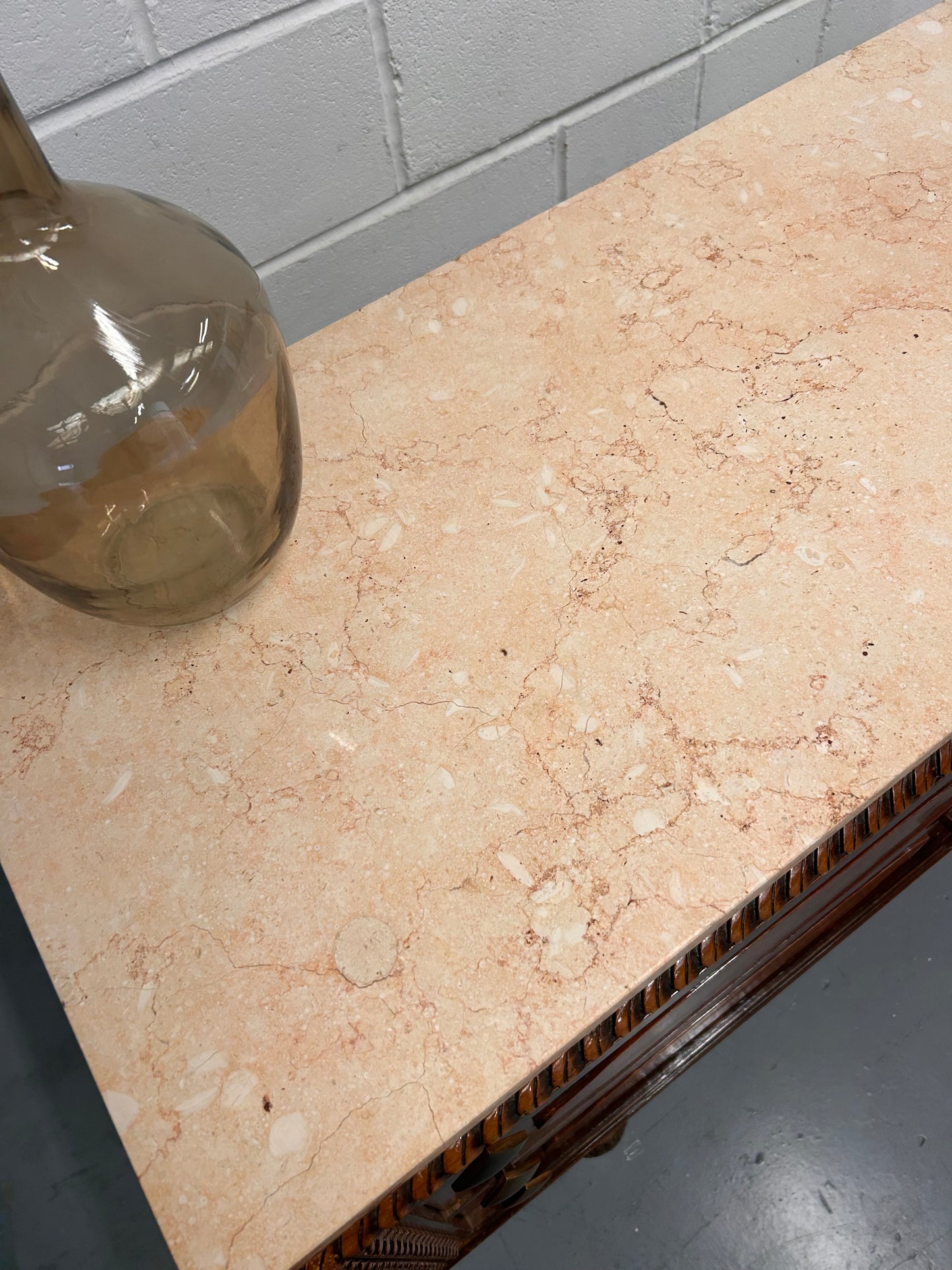 Vintage French marble topped sideboard with six drawers