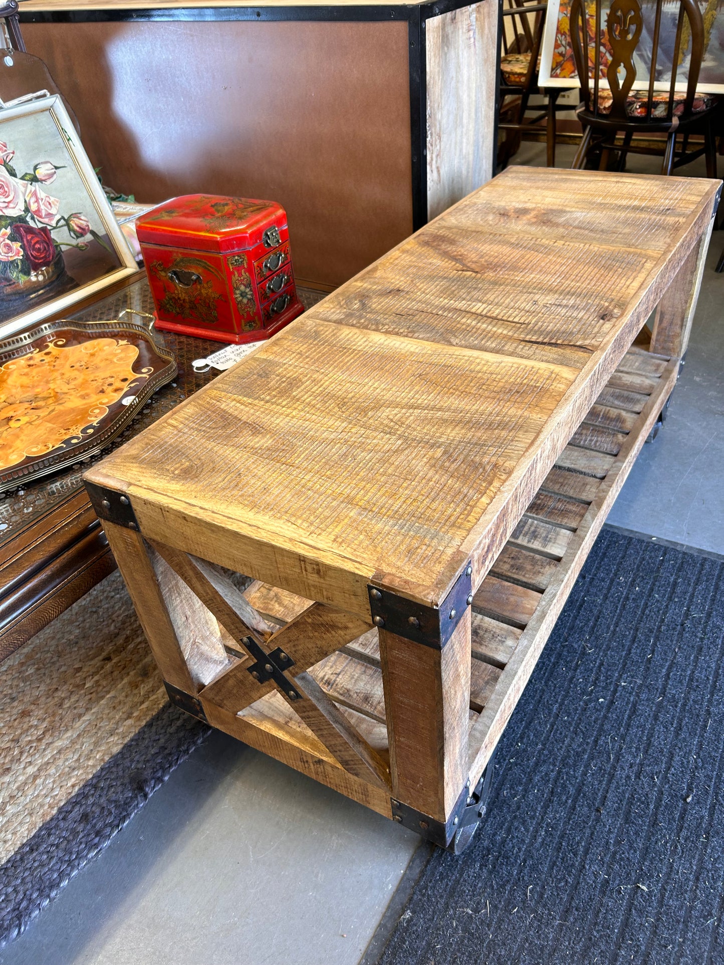 Industrial Trolley Style TV Stand or side table