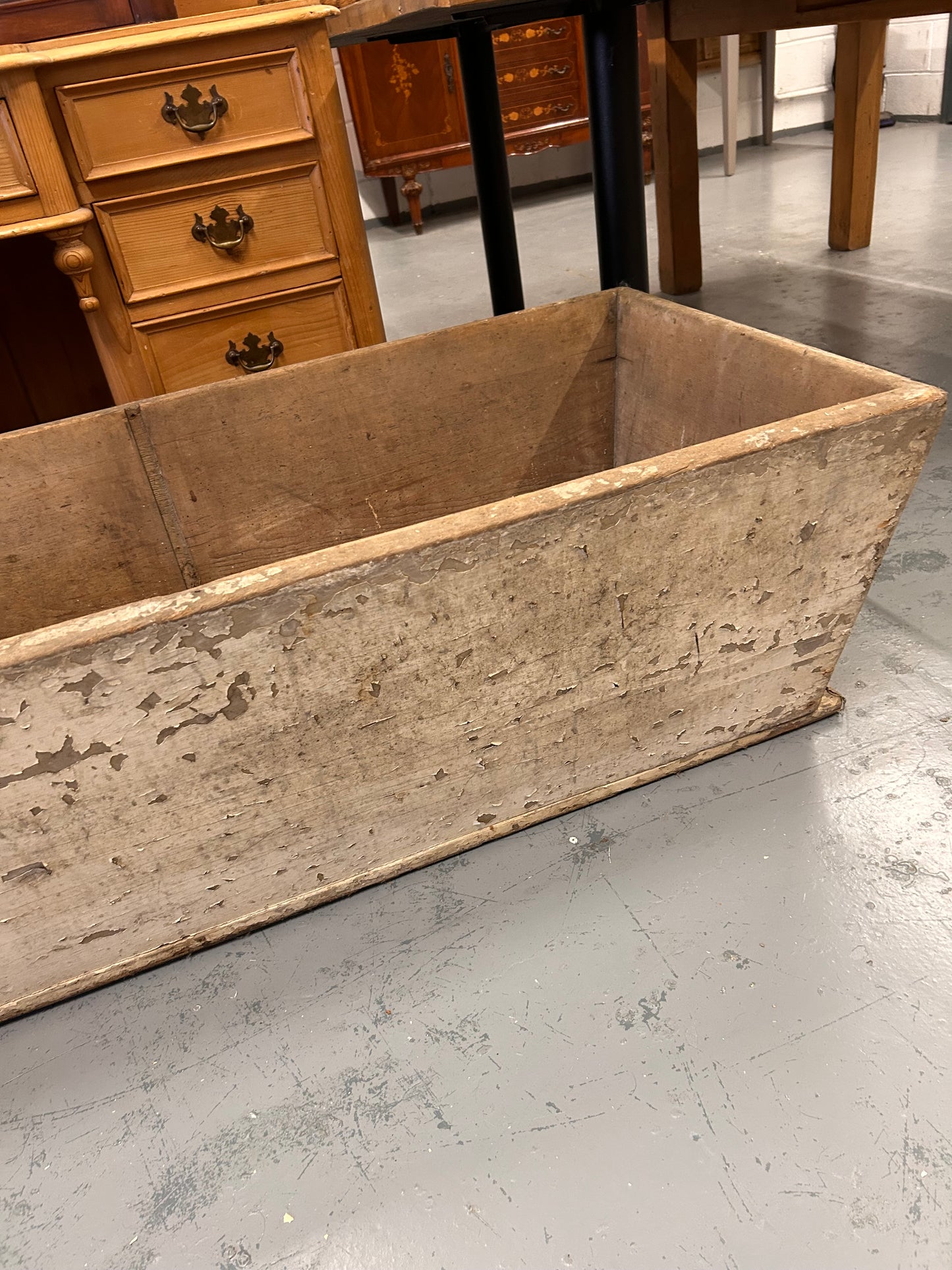 19thC Painted Pine Farmhouse trough - Logs, kindling, storage, country house