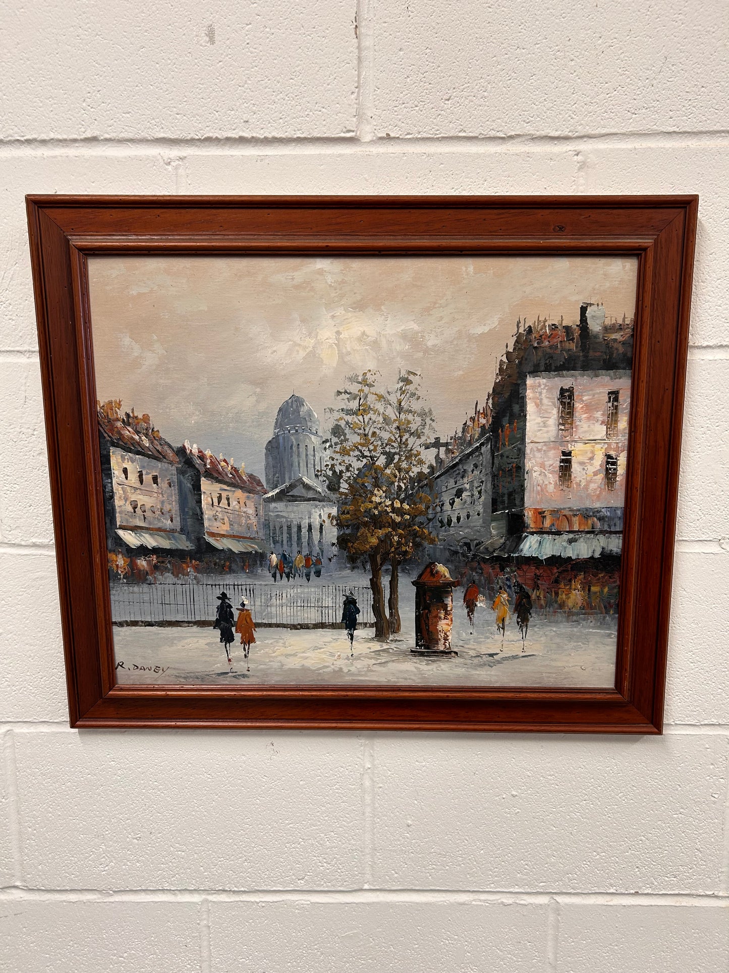 Lovely vintage Parisian scene oil painting, framed and signed 