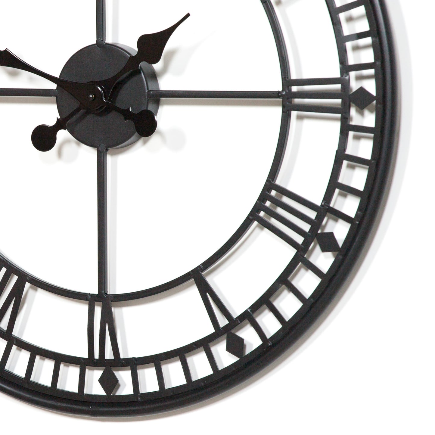 Vintage style Black 55cm Metal Wall Clock Roman Numerals