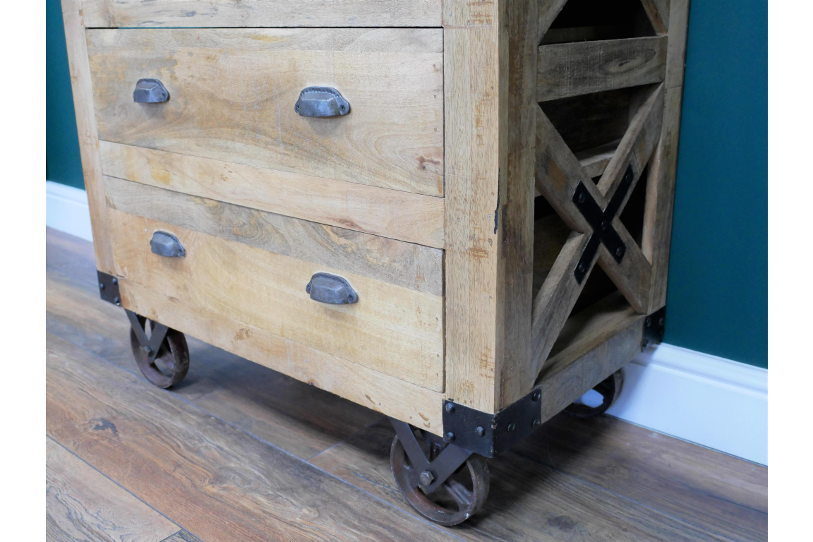 Light wood chest of drawers with metal cup handles excellent storage