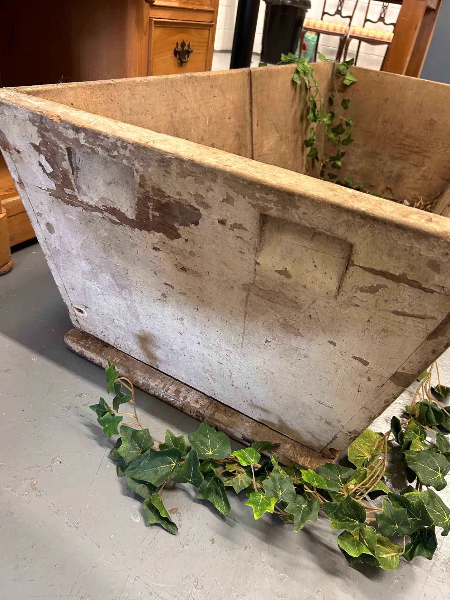 19thC Painted Pine Farmhouse trough - Logs, kindling, storage, country house