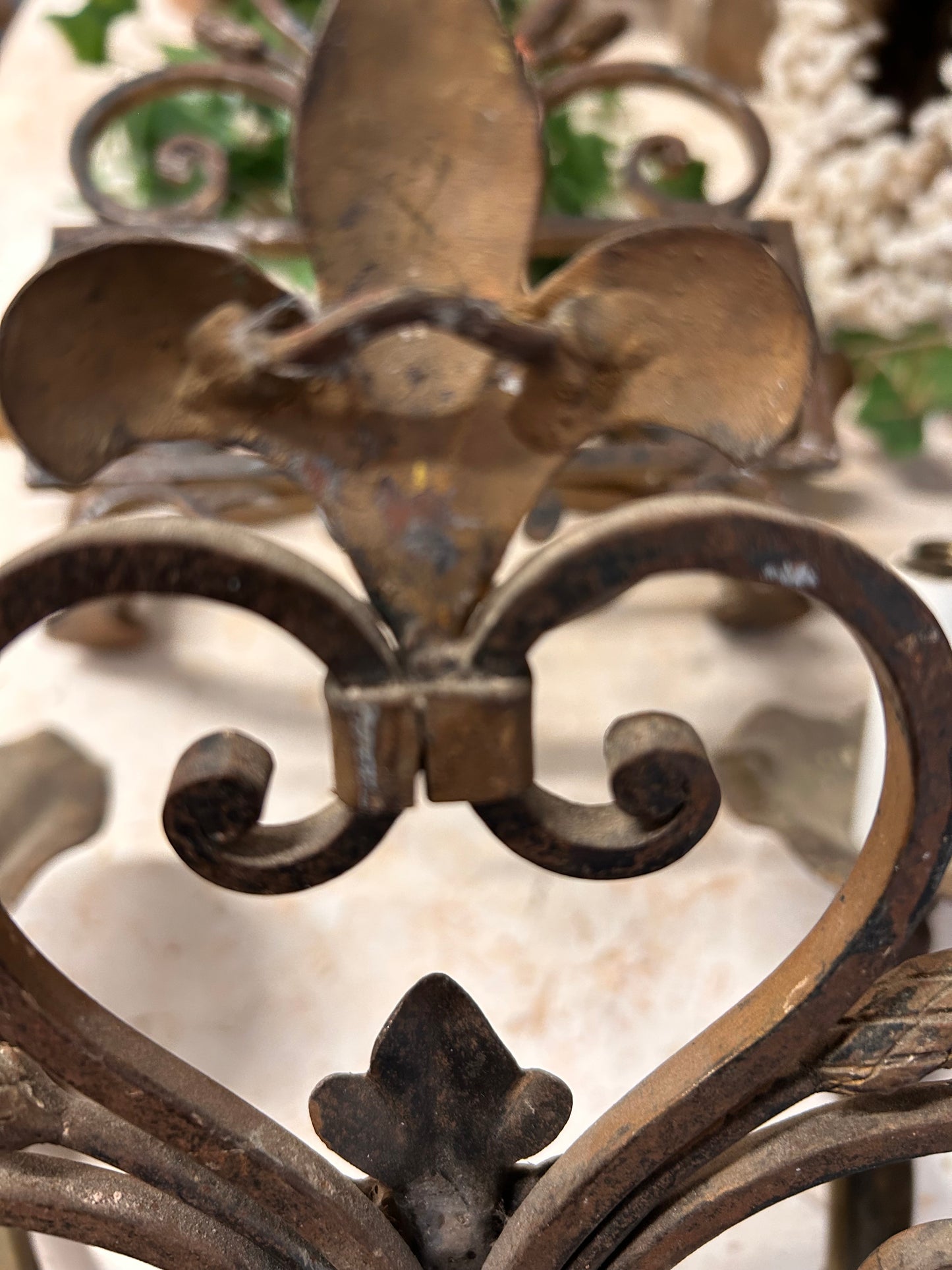 Reclaimed Antique Gilt Metal Wall Sconce lights Decorative design candle holders