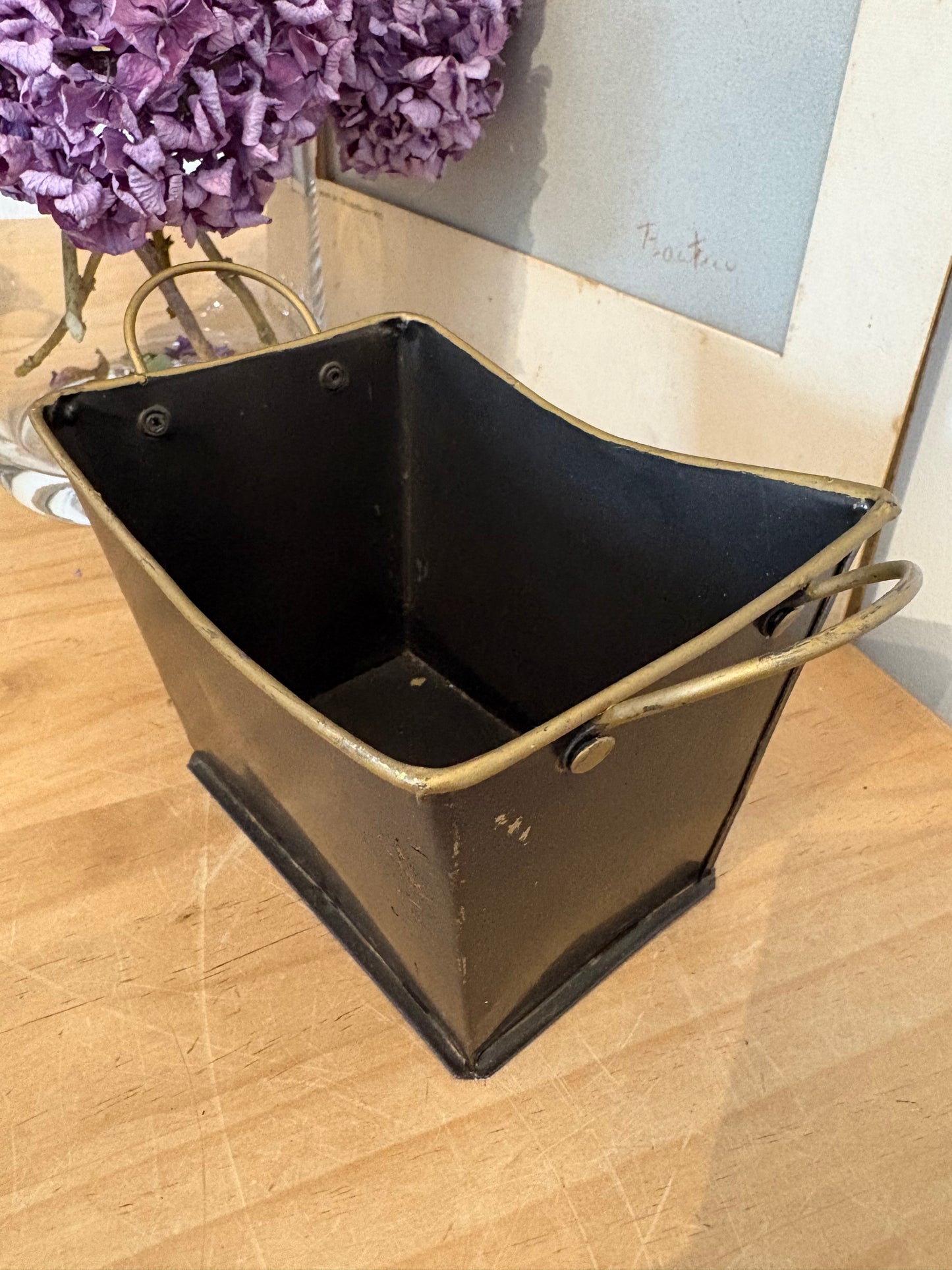 Vintage hand painted fruit design metal trough for flowers plants