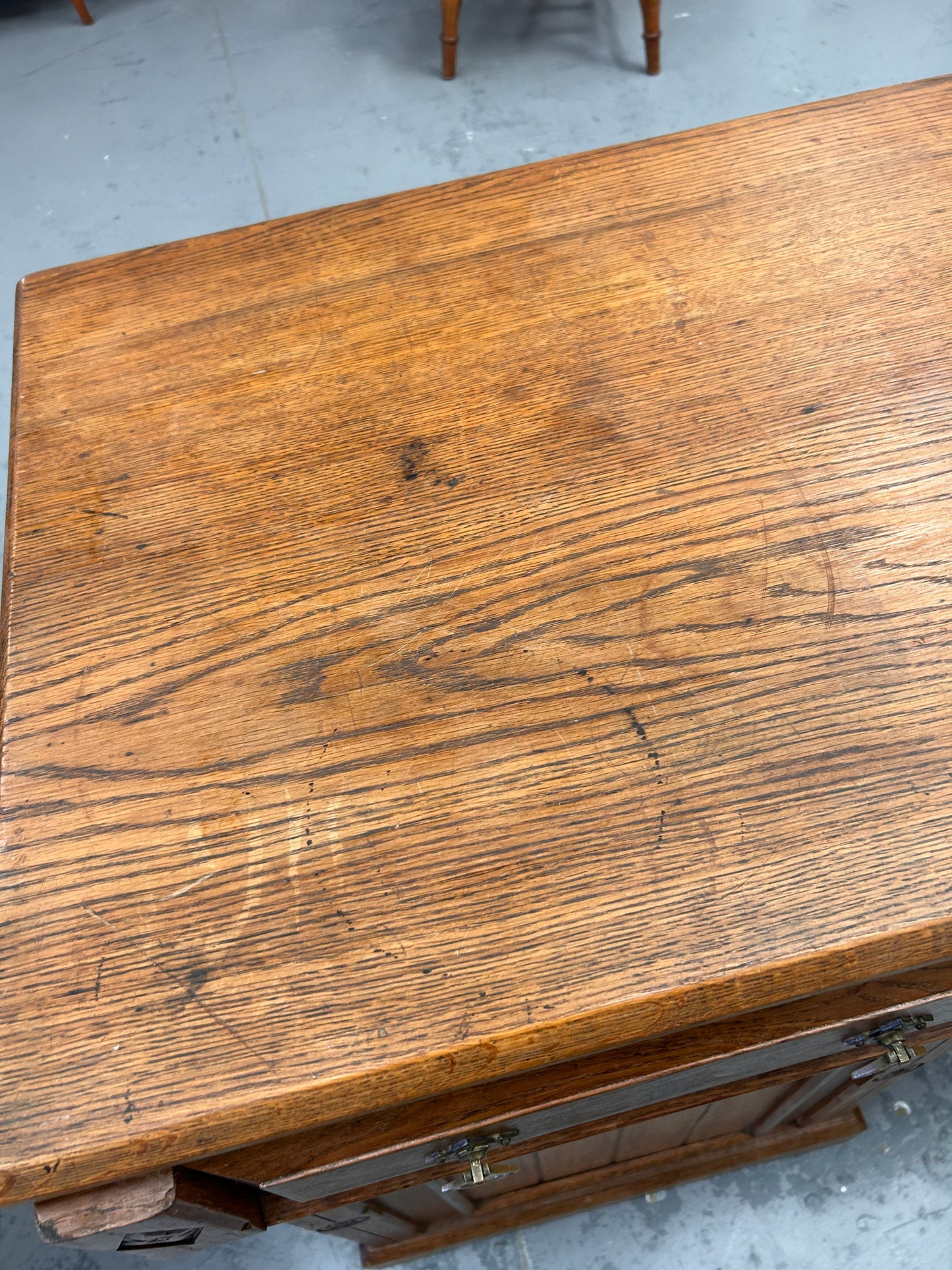 Large Victorian oak sideboard drawers cupboards carving and original handles