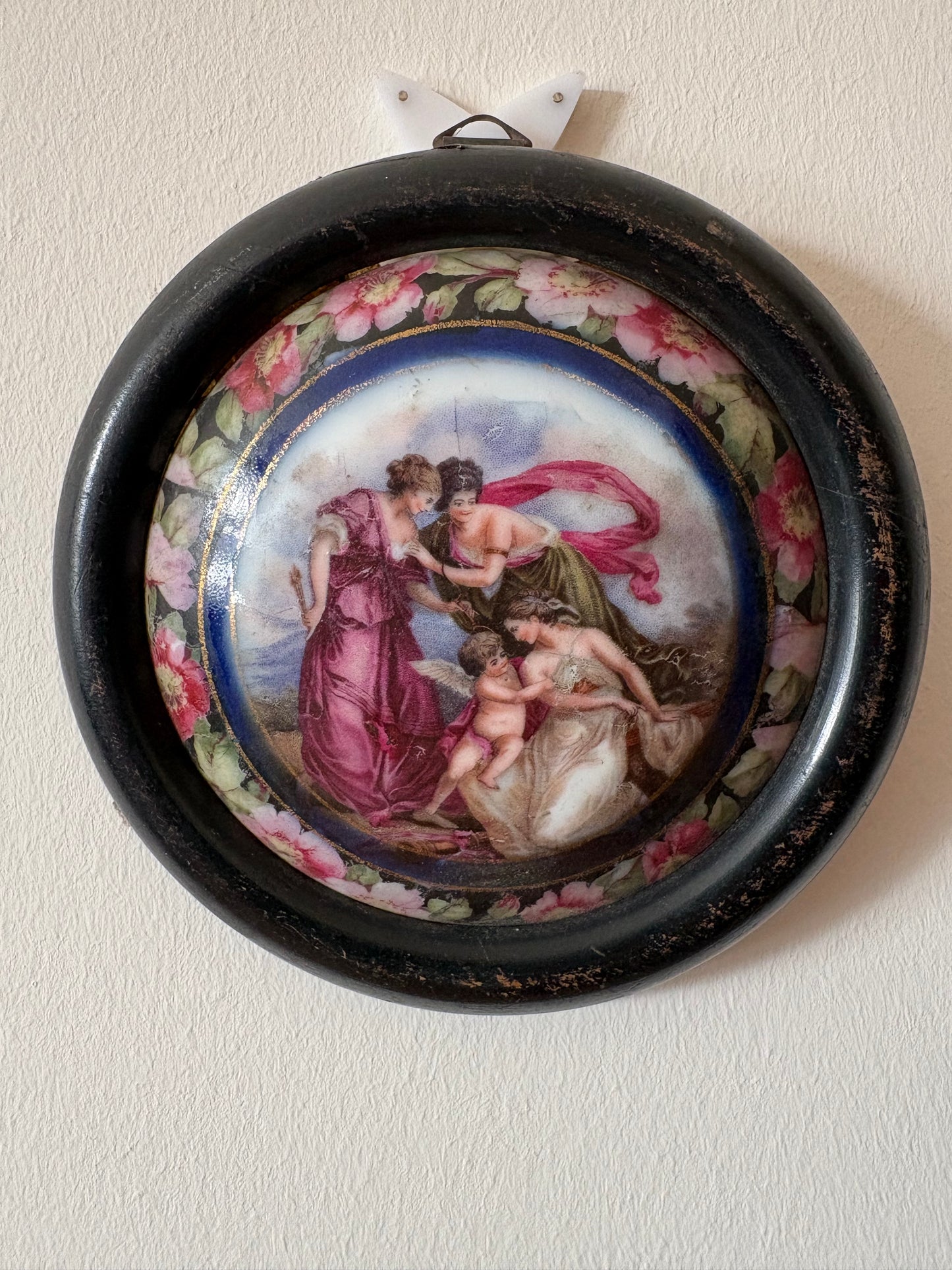 Beautiful hand painted framed antique porcelain Minature