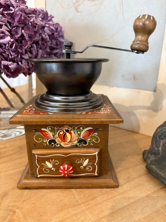 Vintage Hand Painted Folk Art Decorative coffee grinder