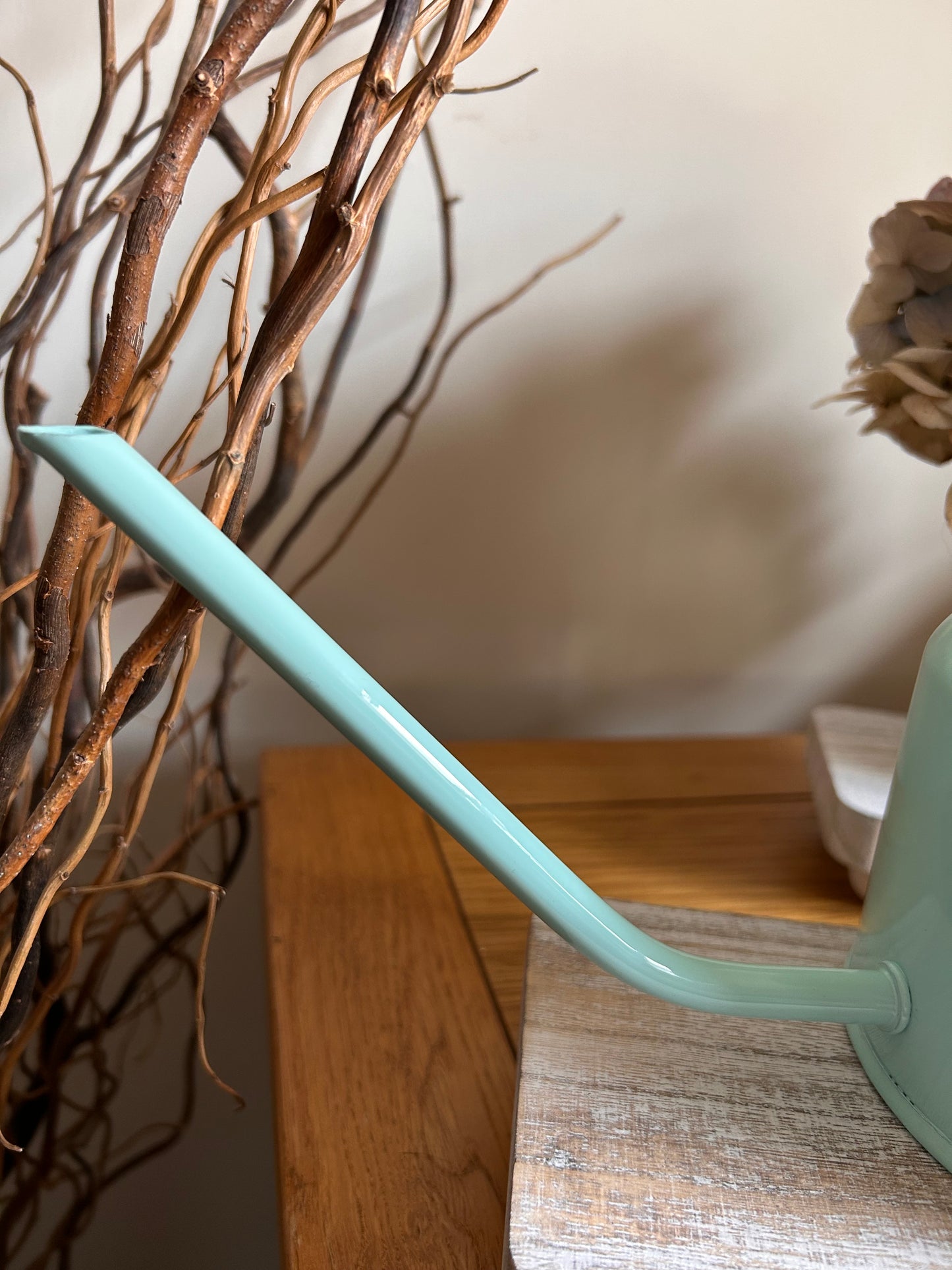 A Turquoise blue 1ltr enamel metal watering can indoor houseplants retro classic style