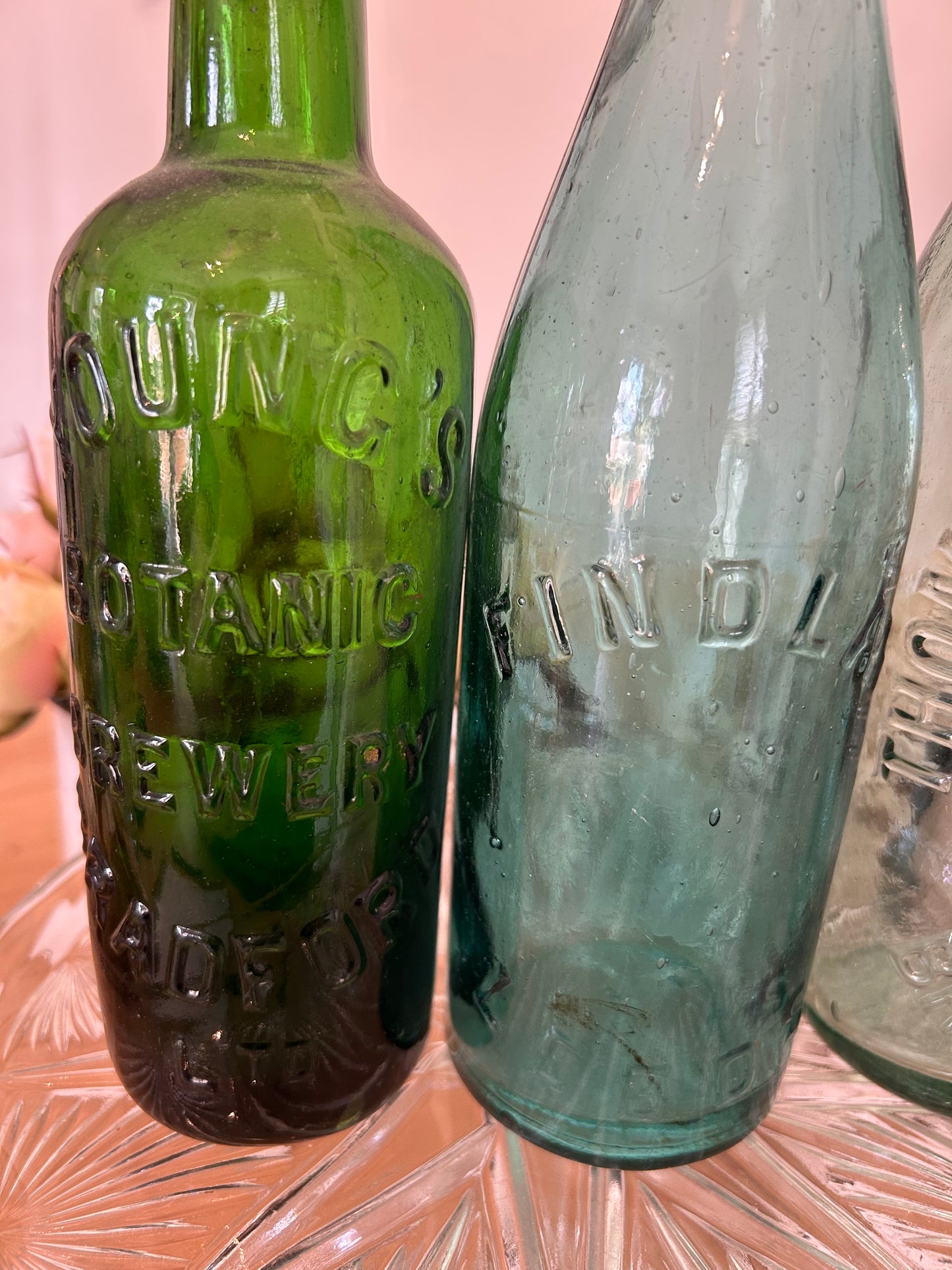 A Trio of vintage Yorkshire bottles various makers marks gorgeous colours
