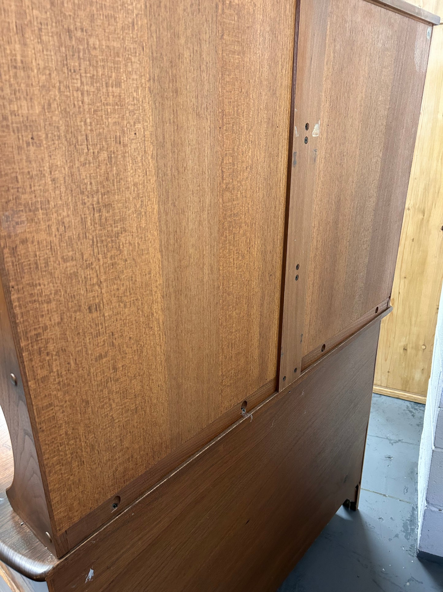 A vintage ERCOL Teak dresser two drawers cupboards plate rack kitchen storage