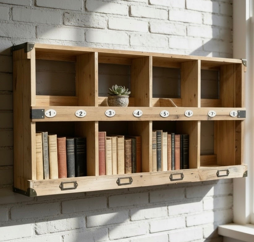Wood Cubby Pigeon hole wall unit Modern Farmhouse style storage