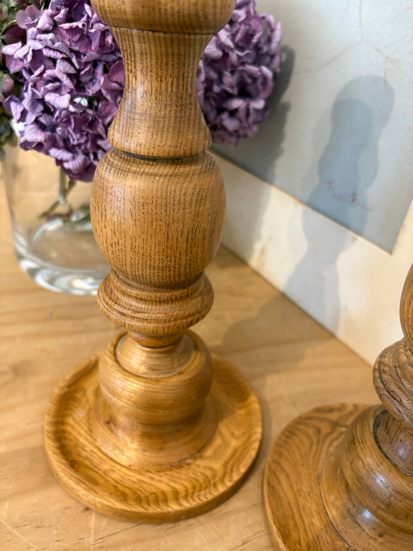 Pair of Vintage Wood Turned candlestick holders