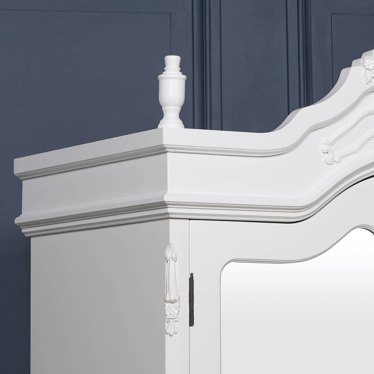 French White Double Mirrored Door Armoire wardrobe