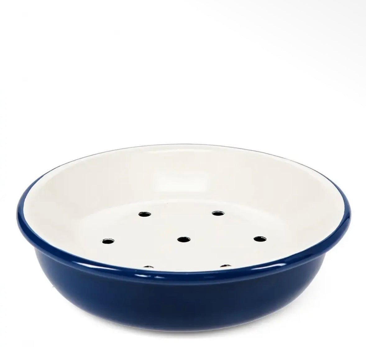 Round two-part enamel soap dish - Navy Blue