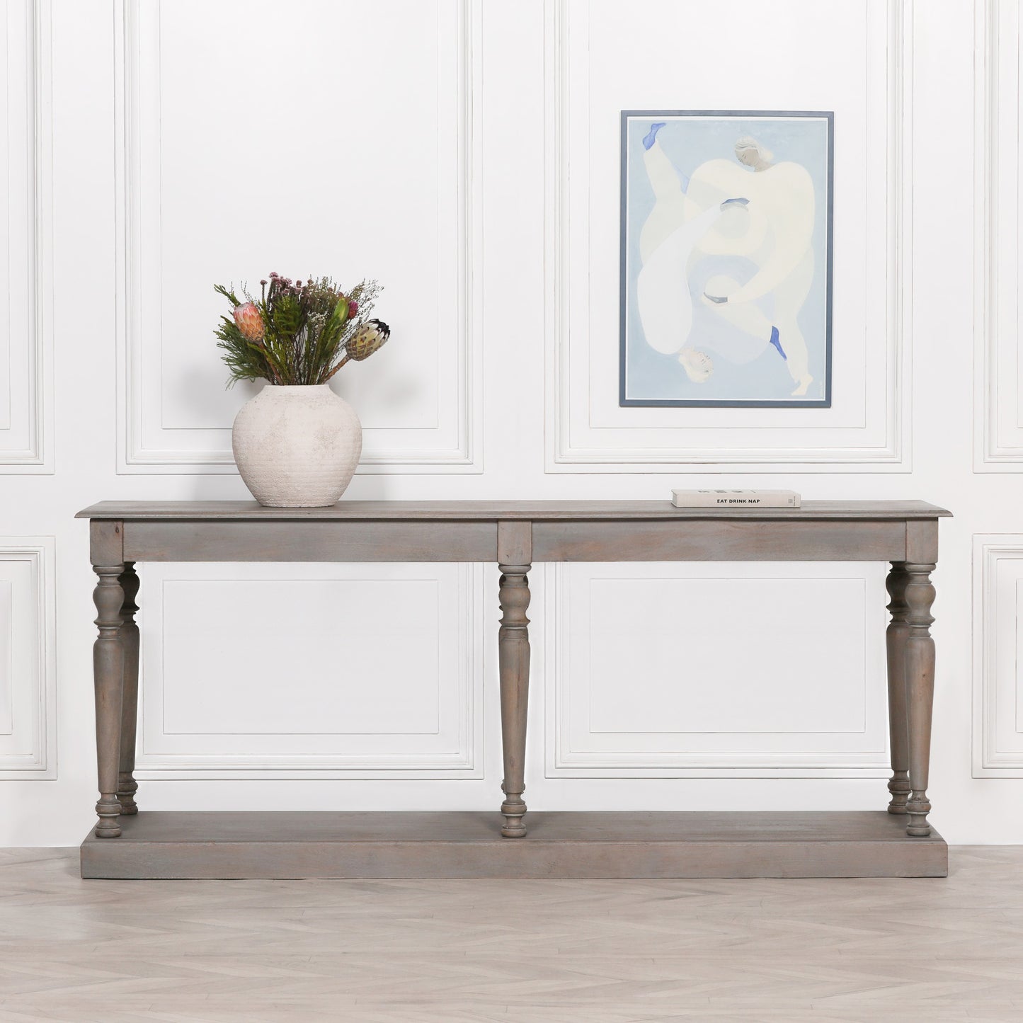 Rustic Wooden Column Leg Console hall side table