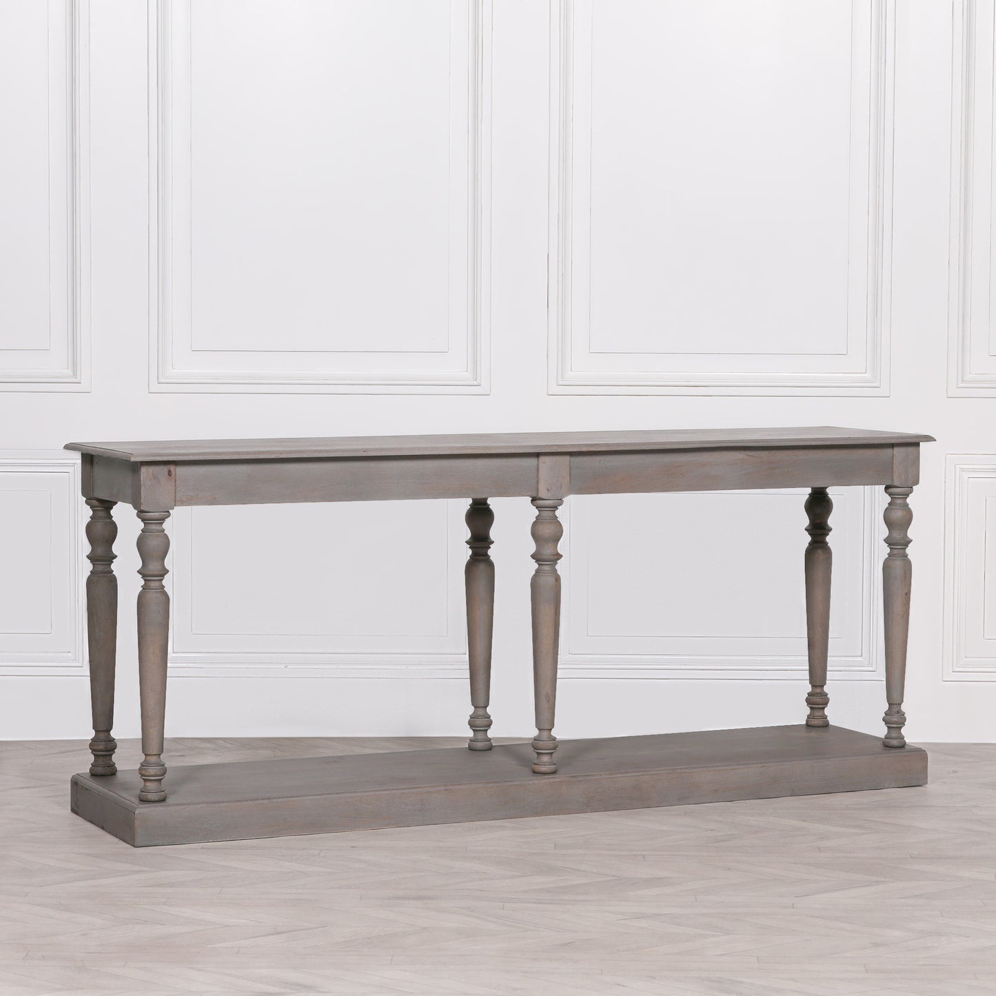 Rustic Wooden Column Leg Console hall side table