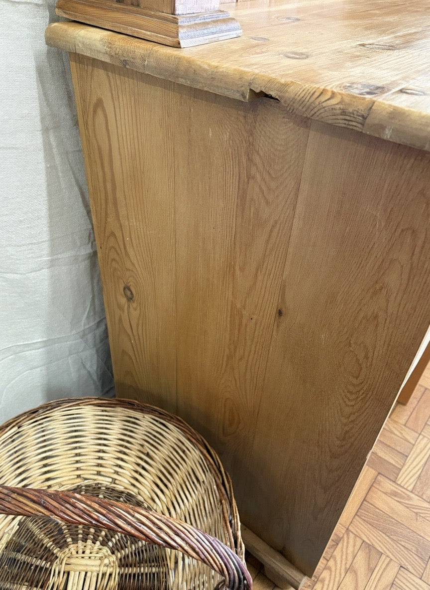 Tall Solid Wooden Rustic Pine Country Farmhouse Style Open Dresser