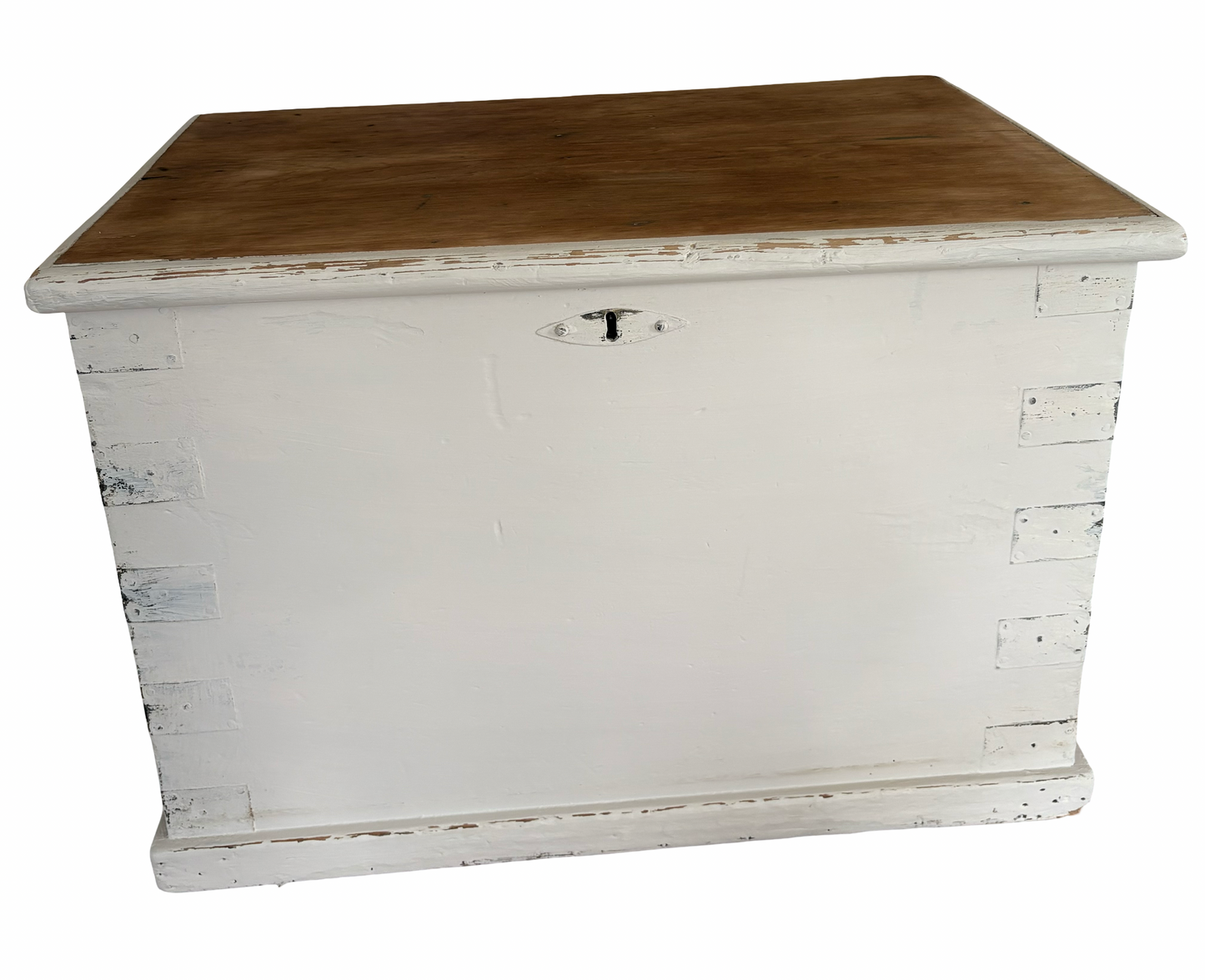 Old Victorian painted shabby pine blanket box / trunk / coffee table / storage chest