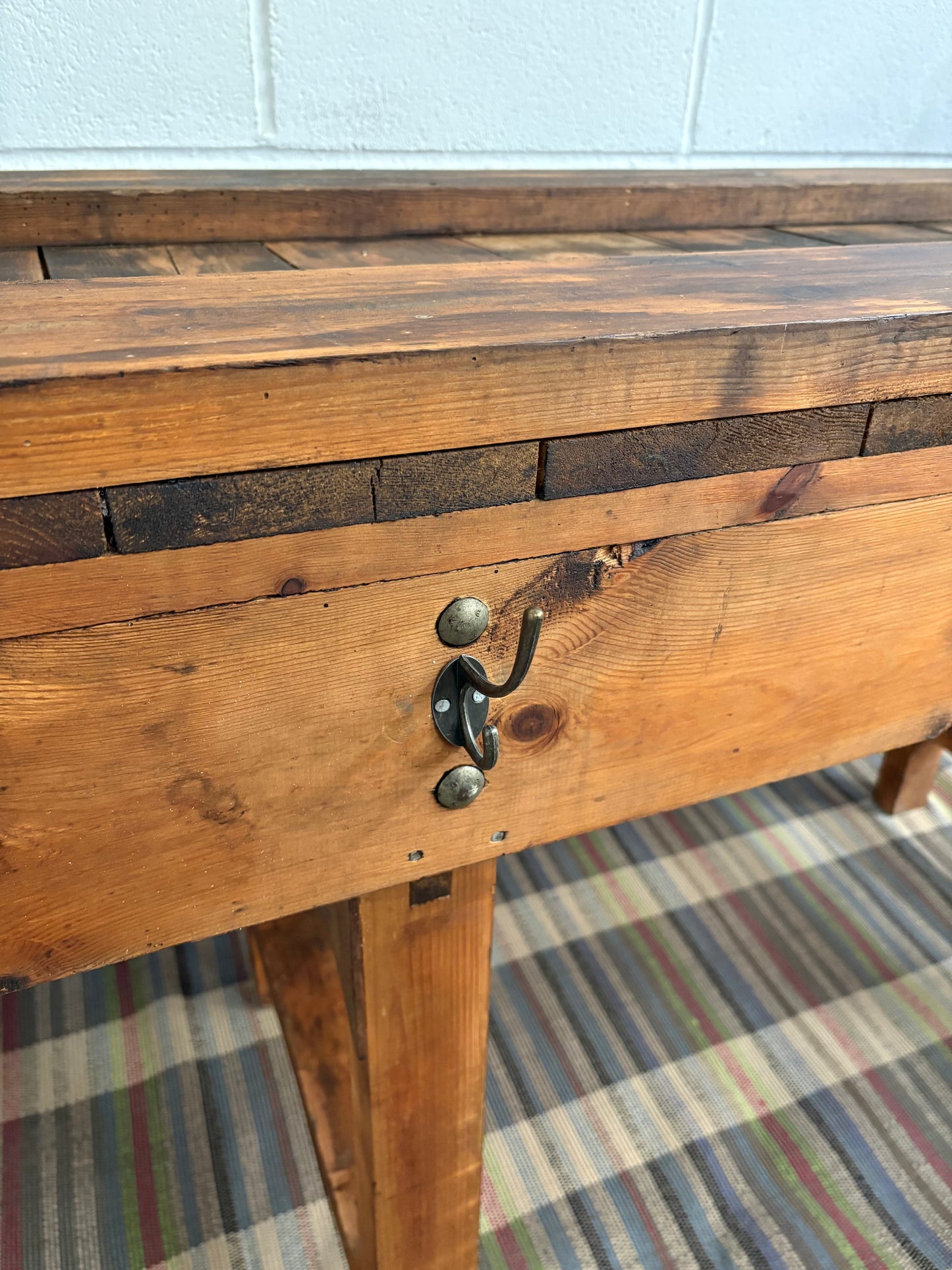 Large Reclaimed Vintage Workbench Chunky Kitchen Island Prep unit Freestanding