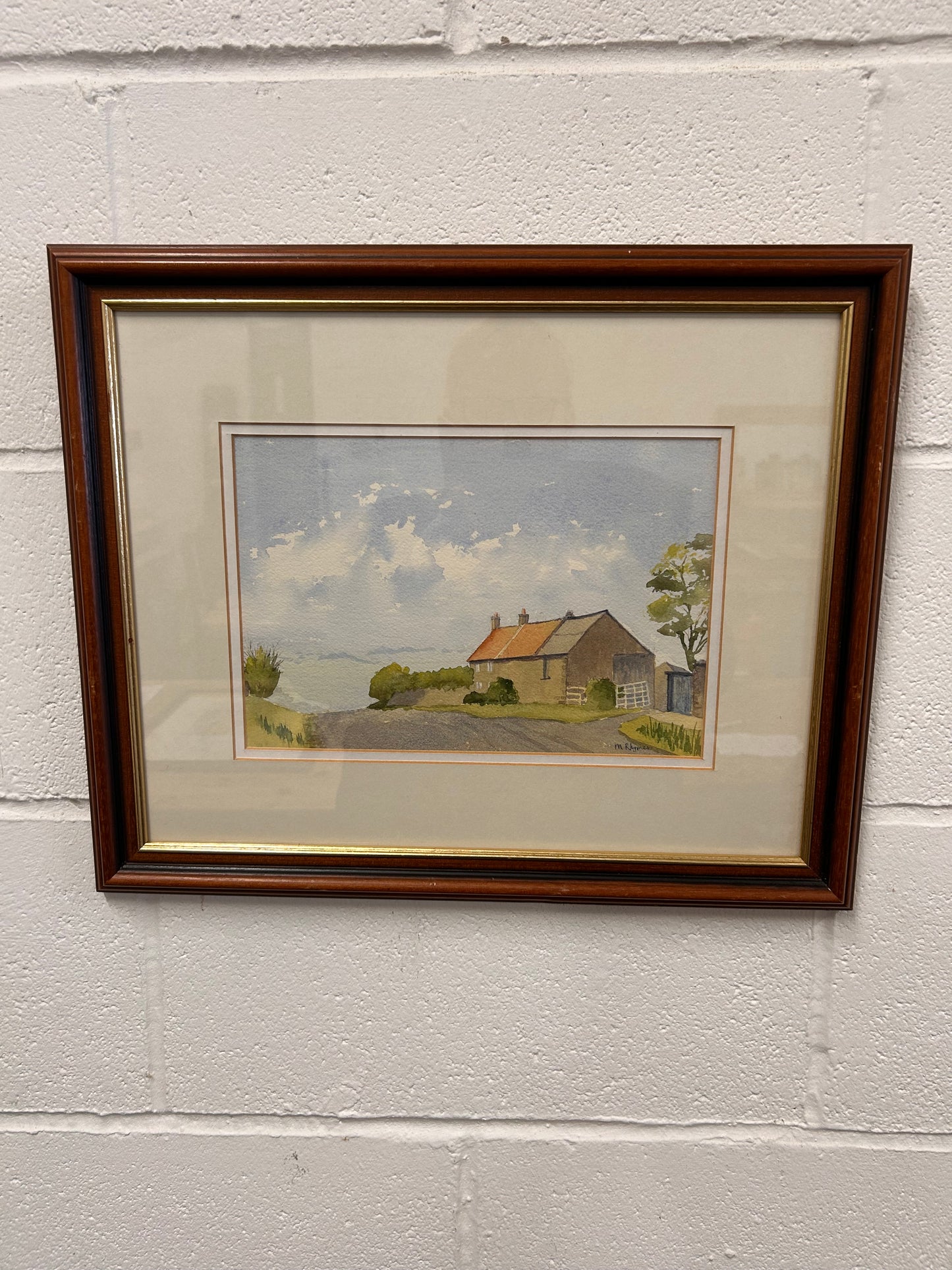 Vintage framed and signed painting by Margaret Rhymes Country Lane