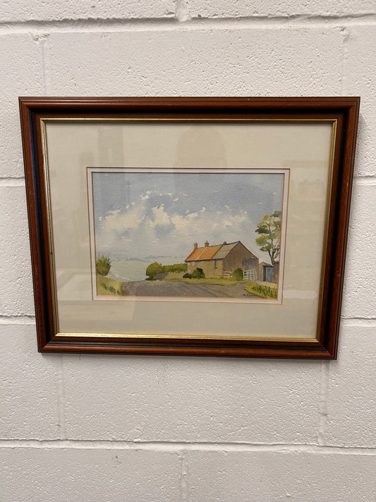 Vintage framed and signed painting by Margaret Rhymes Country Lane