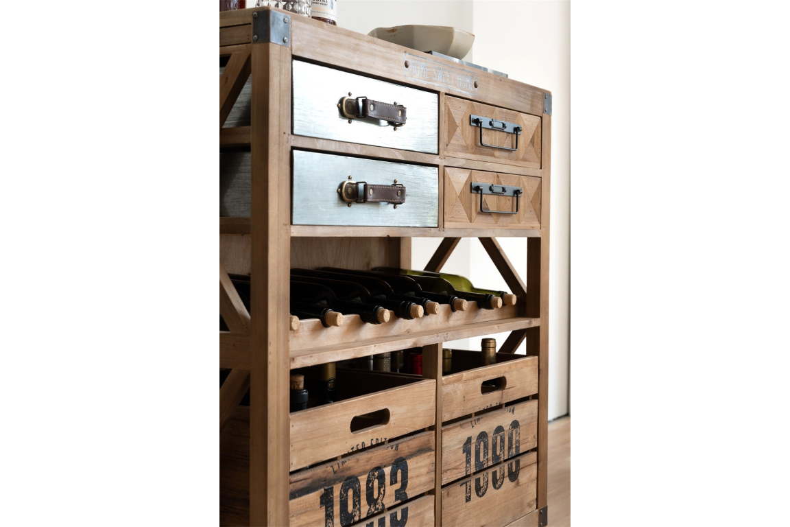Vintage Industrial Style Fir wood Kitchen Storage Island Serving Unit