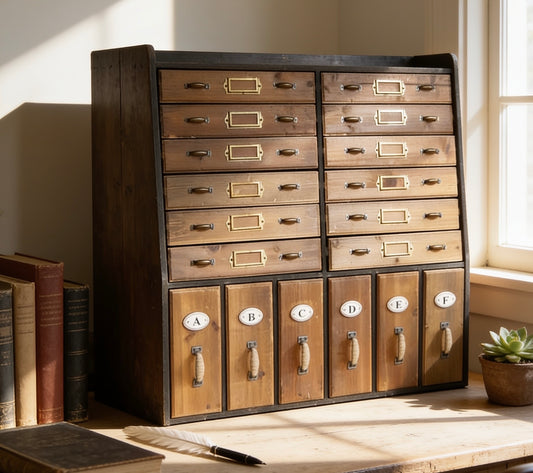Antique Styled Multi drawer wooden storage cabinet Authentic Vintage Office look