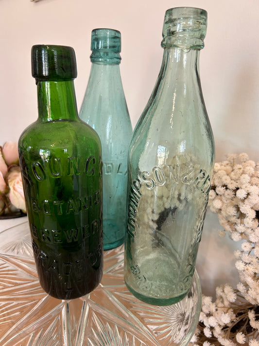A Trio of vintage Yorkshire bottles various makers marks gorgeous colours