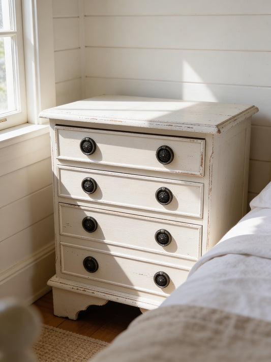Small 20thC Chest of 3 drawers Ideal side / lamp table / Desktop