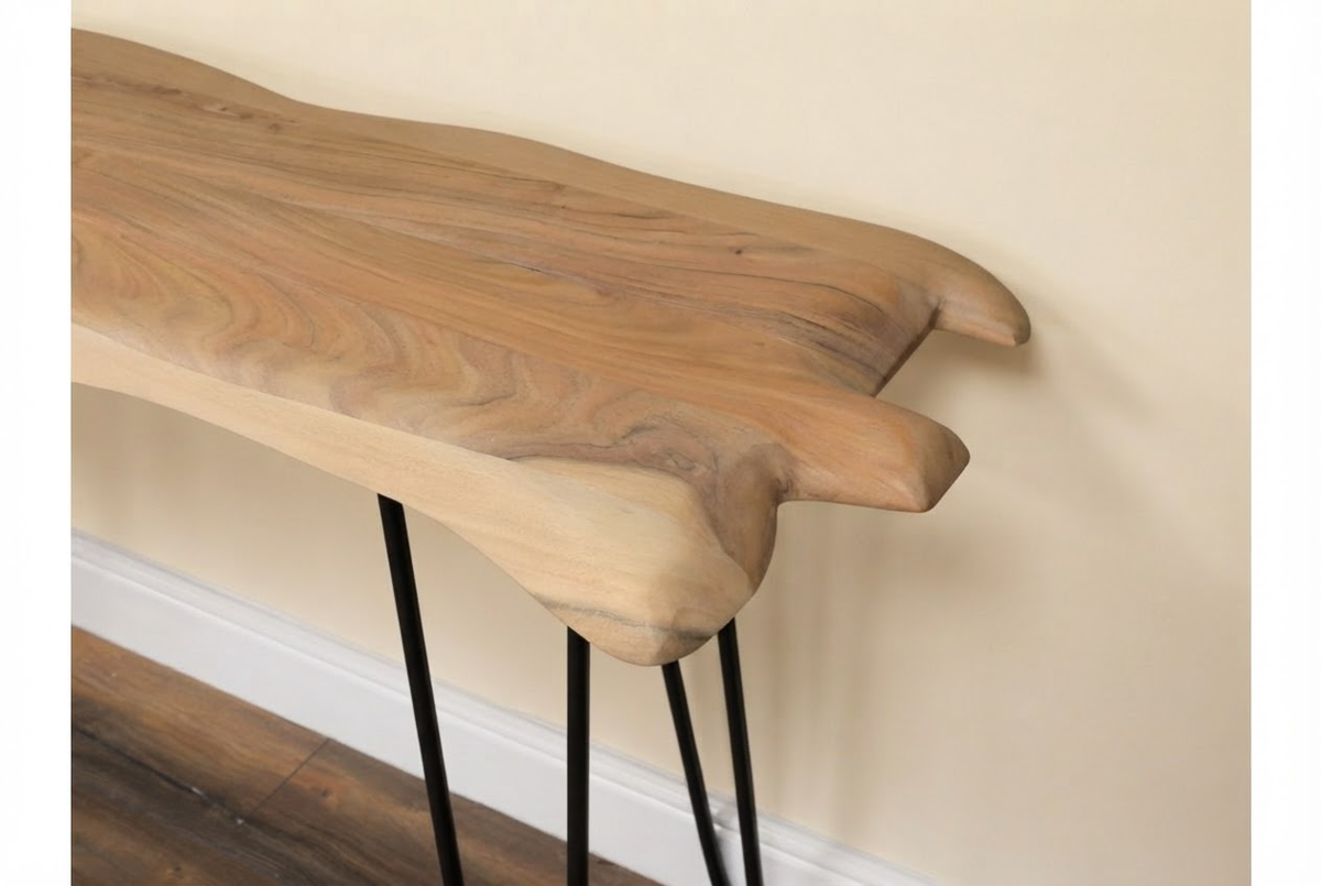 Natural Live Edge Rustic Wooden Acacia wood console table / Desk with Hairpin legs