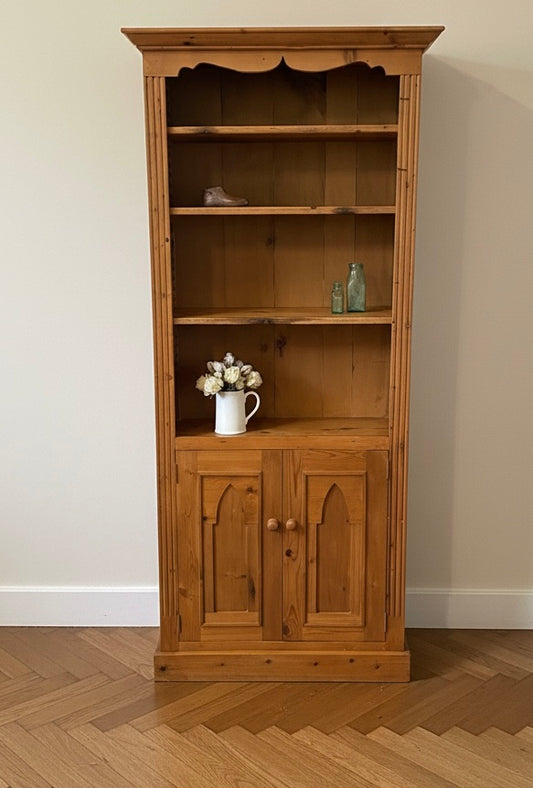 Tall Solid Wooden Rustic Pine Country Farmhouse Style Open Bookcase