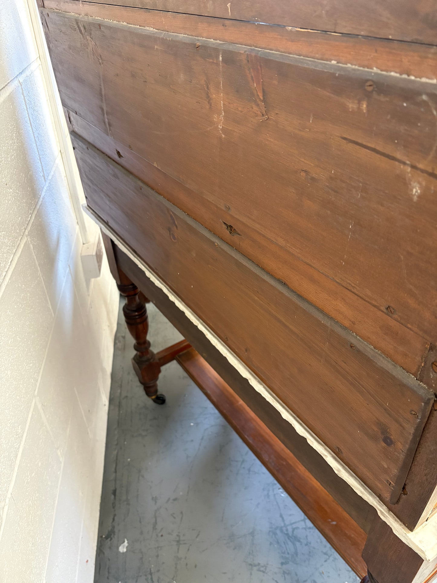 Edwardian Antique Marble top & Tiled back Washstand Side Console Table