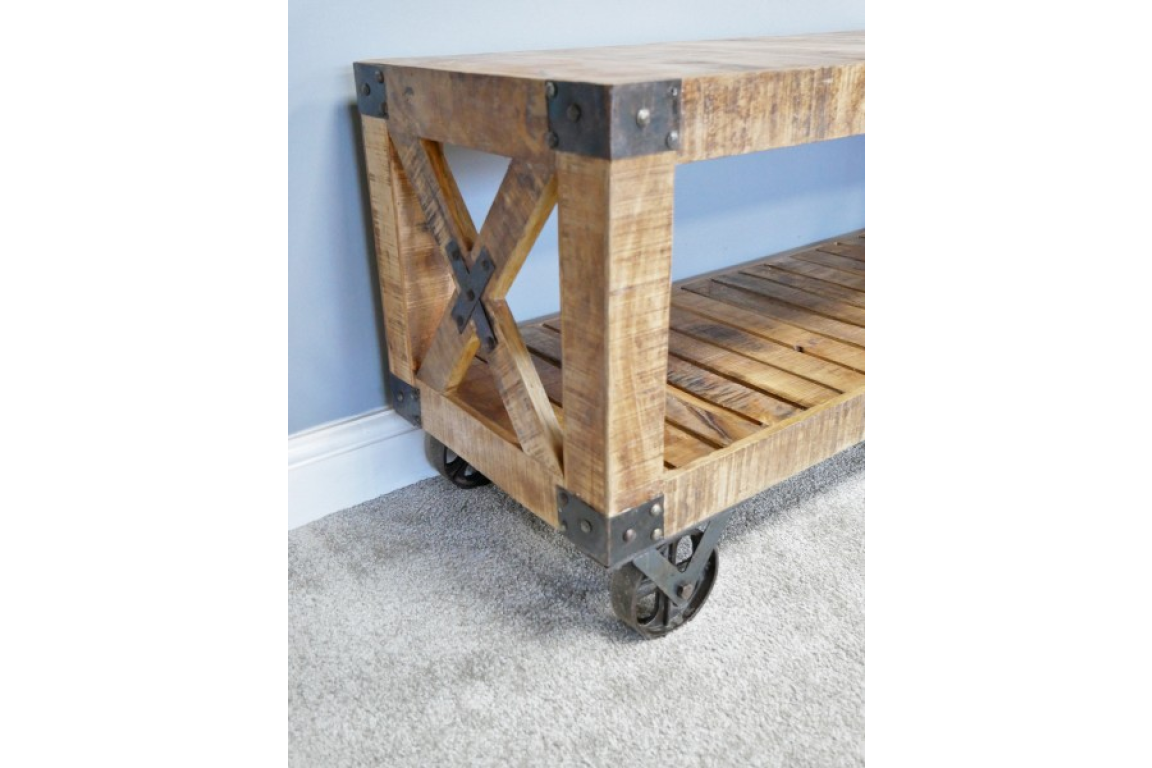 Industrial Trolley Style TV Stand shelving / coffee table unit UK Delivery