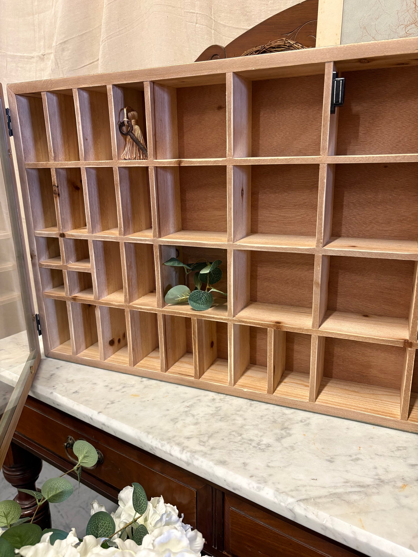 Aqua shabby Pigeon hole type Wall Unit - printer tray style storage