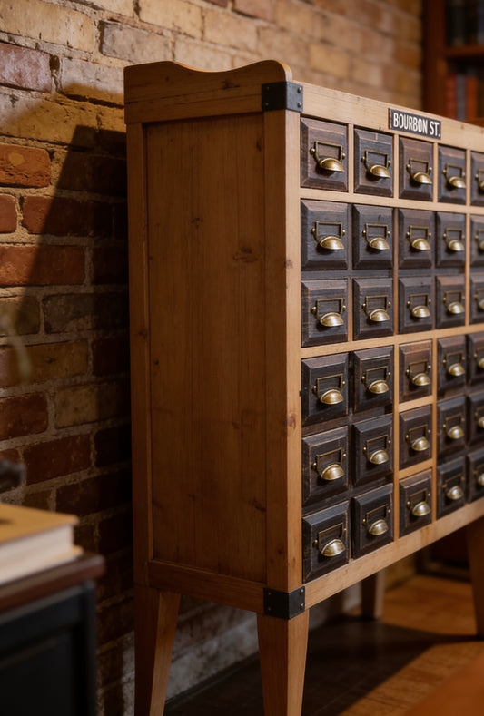 Black Wood Multi Drawer Apothecary Style Cabinet - office crafts storage collector