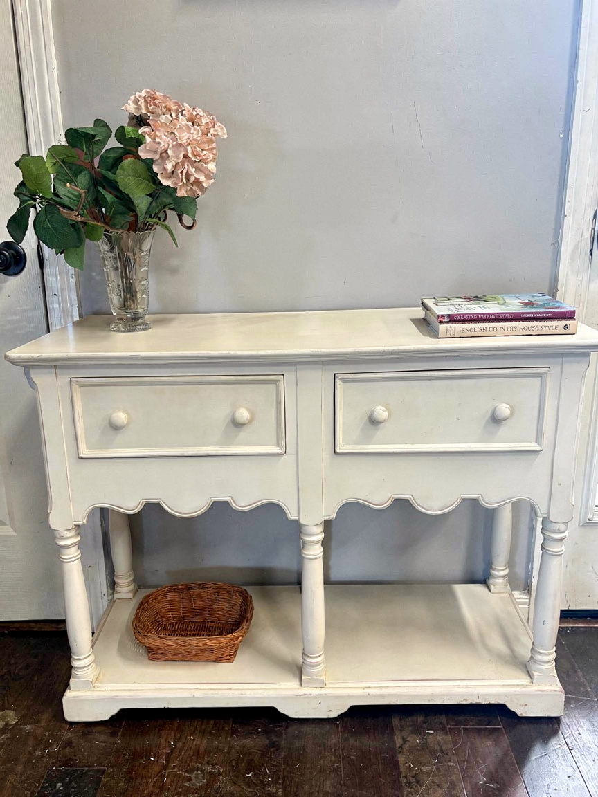 Ivory Two Drawer Vintage Console / Dresser Base Heavy Quality Piece Delivery UK